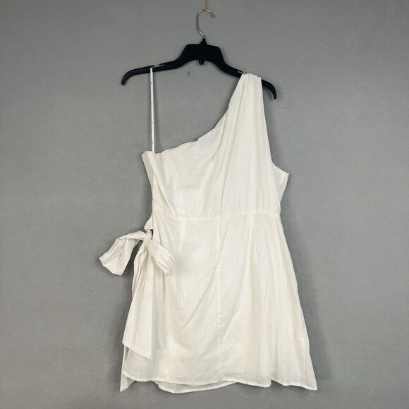 Lulus Dress Womens XL White Forever Summer One Shoulder Faux Wrap Mini Resort - Picture 10 of 16